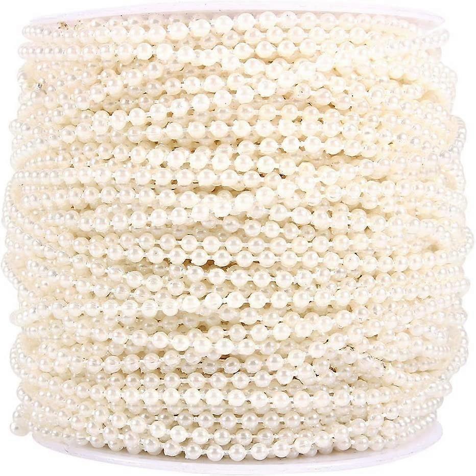 Ftory Pearl String - 50M Roll 3mm Fishing Line Pearls String Beads Chain Garland Wedding Decoration Centerpieces(white)