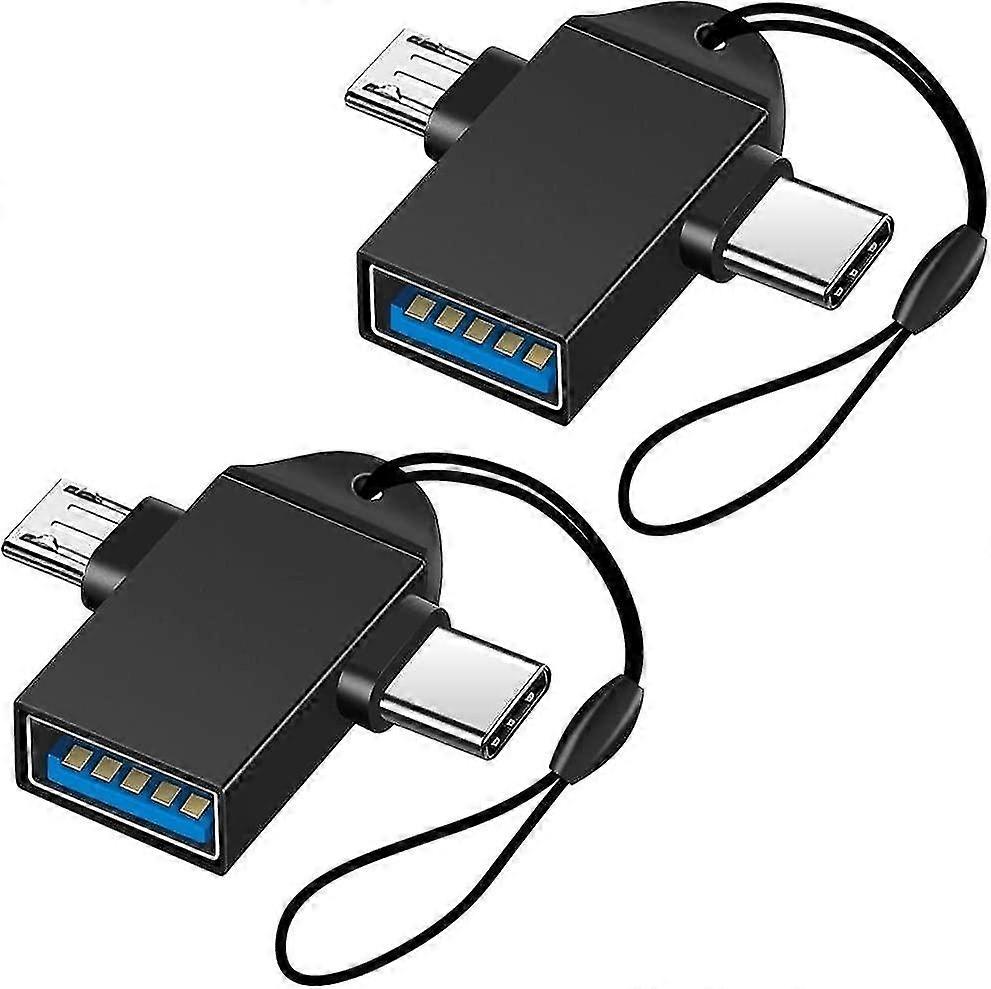 2-in-1 Micro USB/USB-C auf USB 3.0 Adapter mit Lanyard (2er-Pack), Seminer USB C auf USB Adapter, Micro