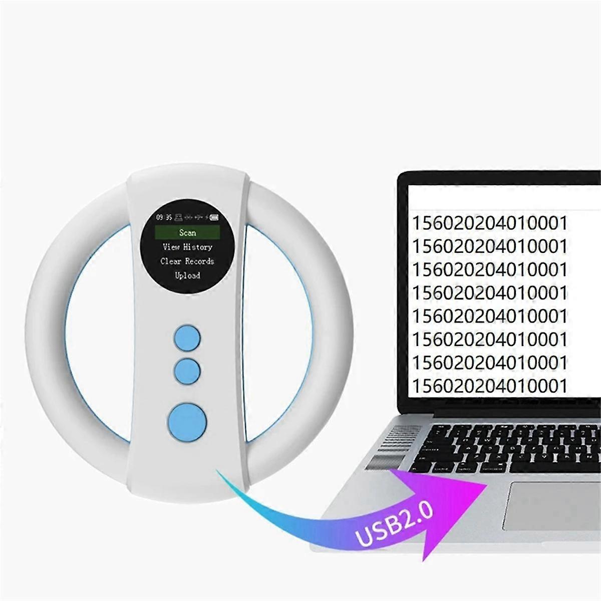 White Animal Tag Reader 134.2Khz/125Khz Animal Chip Scanner 500 Records Memory Pet Information Reader