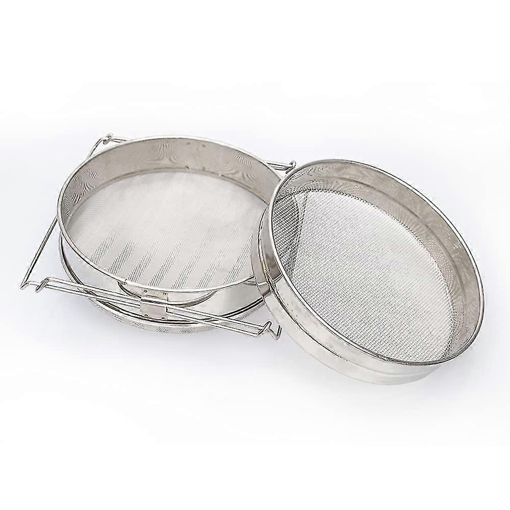 Honey Filter,stainless steel Double Layers Sieve Debris Extractor Fine and Coarse Mesh Beekeeping Equipment for Filters Out Bee Pollen, Impurities