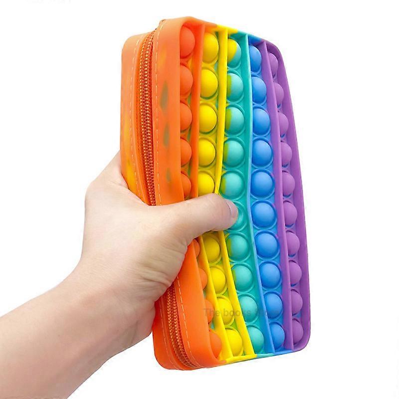 Pencil Case Simples Sensory Silicone Bubble Decompression Stationery Children's Organizer iridescent