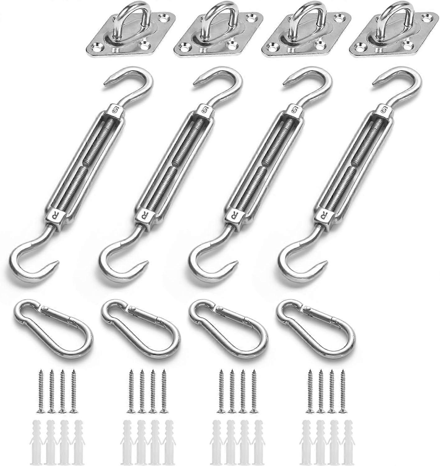 Awning Fixing Kit, Heavy Duty Shade Sail Made of Stainless Steel, Garden Hardware Kit, Triangle and Square, Rectangular, Shade Sail