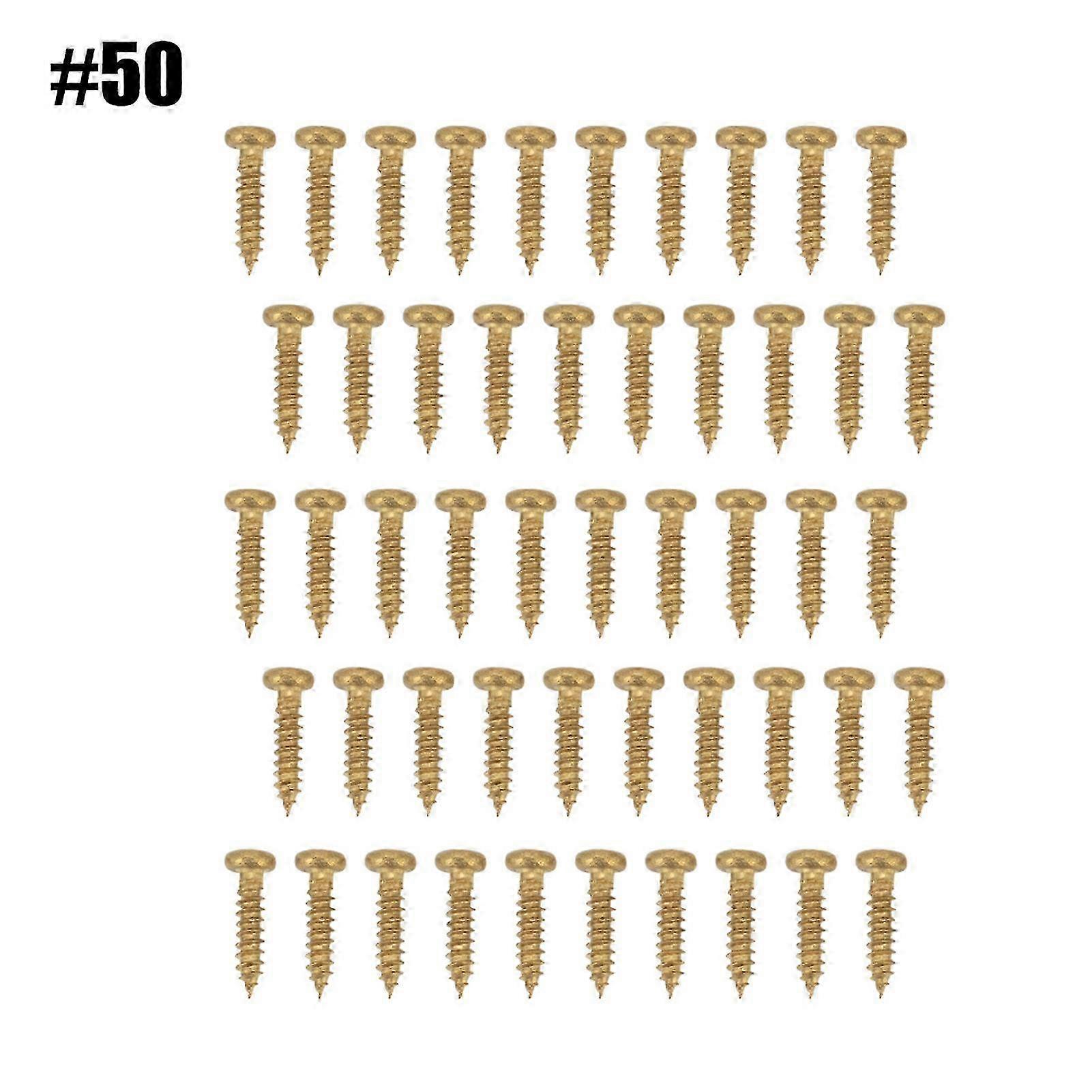 Exquisite 50pcs Chrome Mounting Screws for Guitar Machine Heads Tuning Pegs Tuners (Golden)