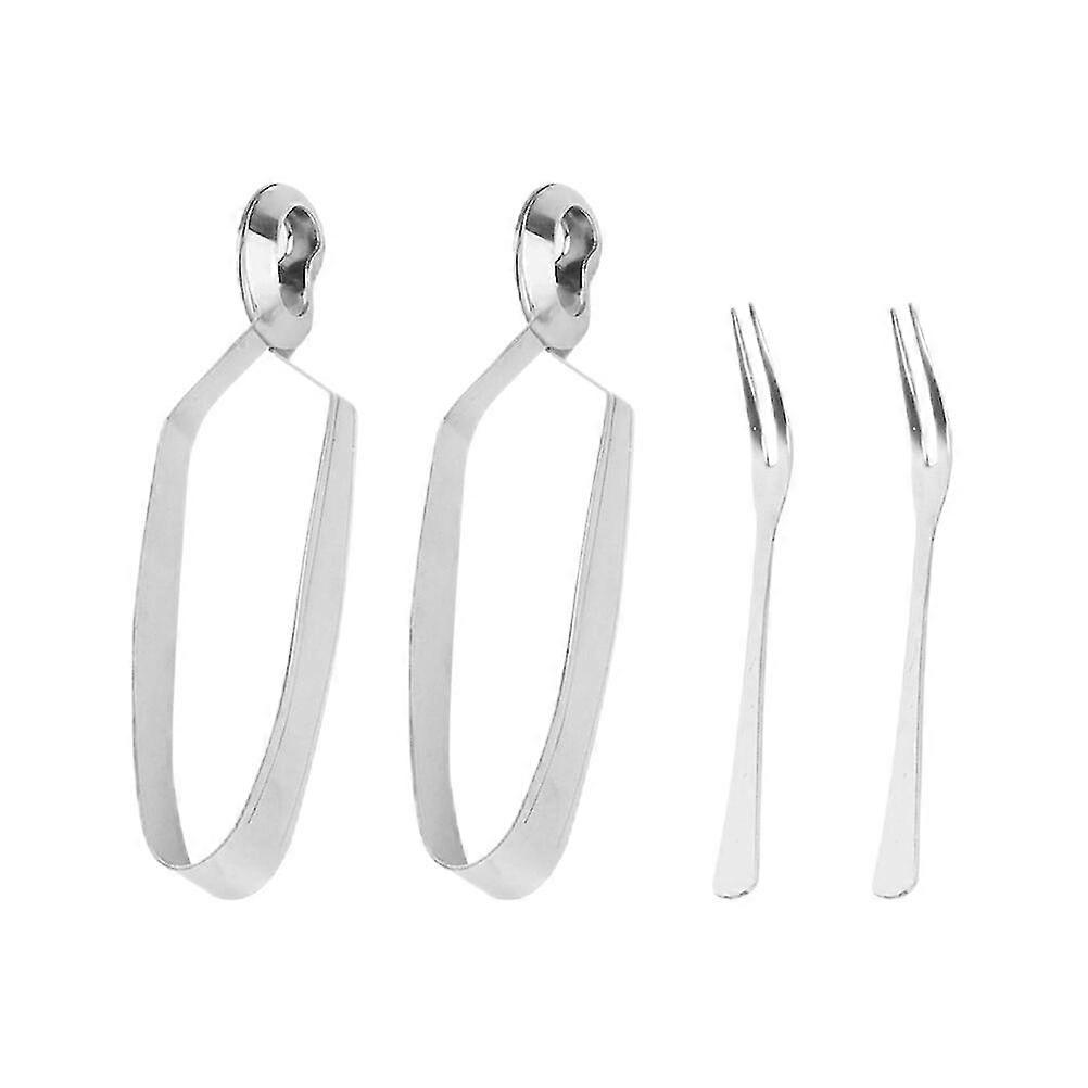 4 Pcs Stainless Steel Set Eating Snail Fork Snail Utensils Cocktail Forks Escargot Serving Tongs Snail Tong Fork Set
