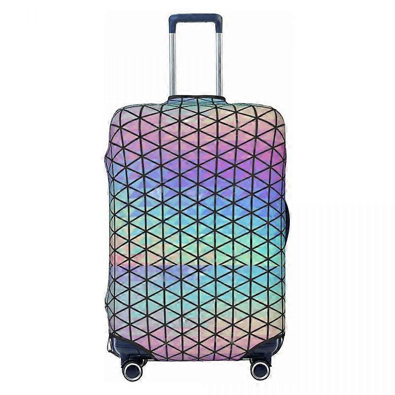 Geometric Holographic Suitcase Cover Holiday bTriangle Geometric Rainbow Pattern Fun Luggage Case Travel Protection
