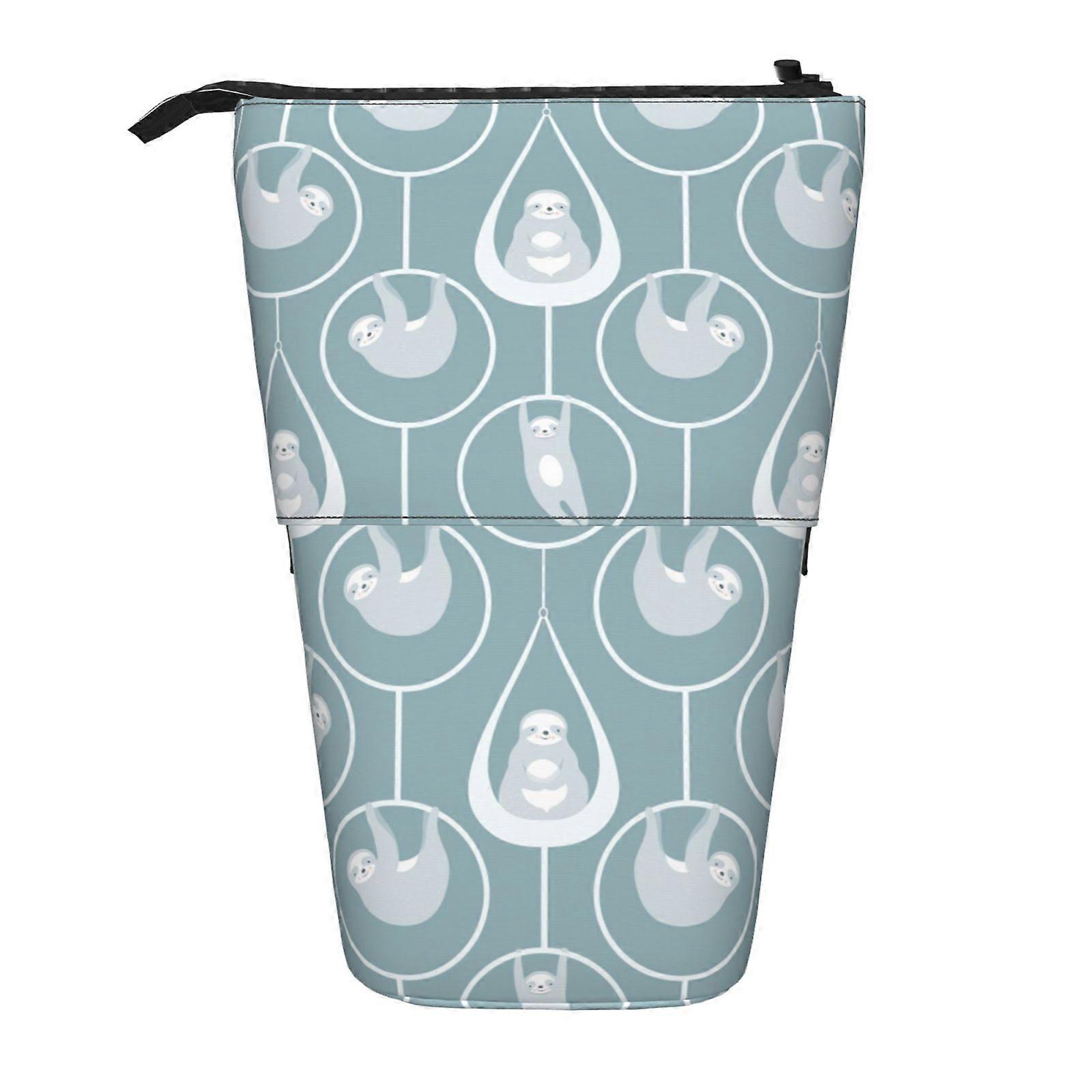 لطيف الكسلان القيام اليوغا نمط مقلمة الوقوف حقيبة قلم رصاص تلسكوبي مقلمة مع سحاب حقيبة ماكياج محمولة