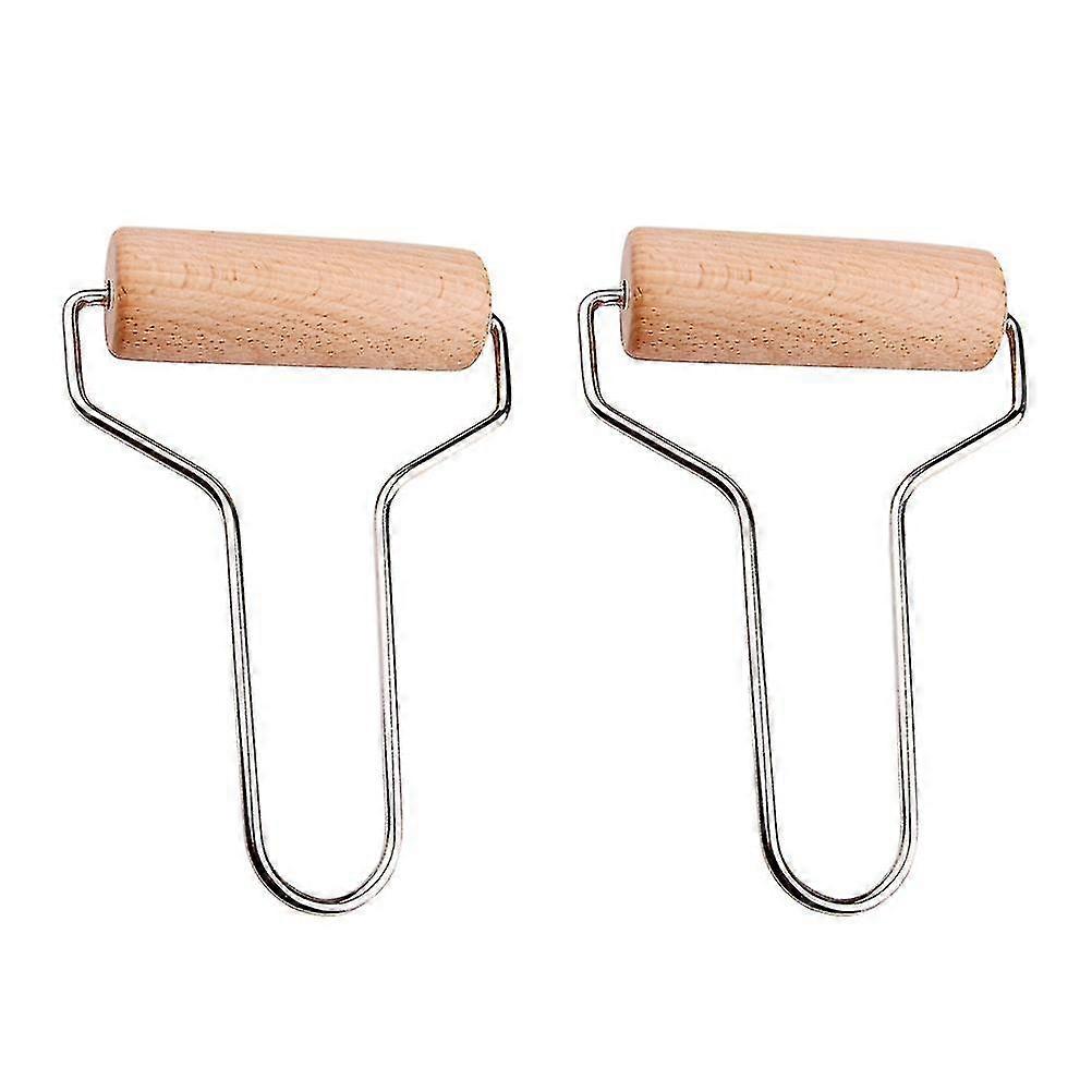 2 Pcs Tooliom Wooden Clay Roller Clay Stamping Roller Clay Modeling Rollers Baking Rolling Pin Banmo