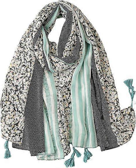 Green leopard print long tassel soft scarf, women's tassel shawl 180 * 90cm, tourist beach towel