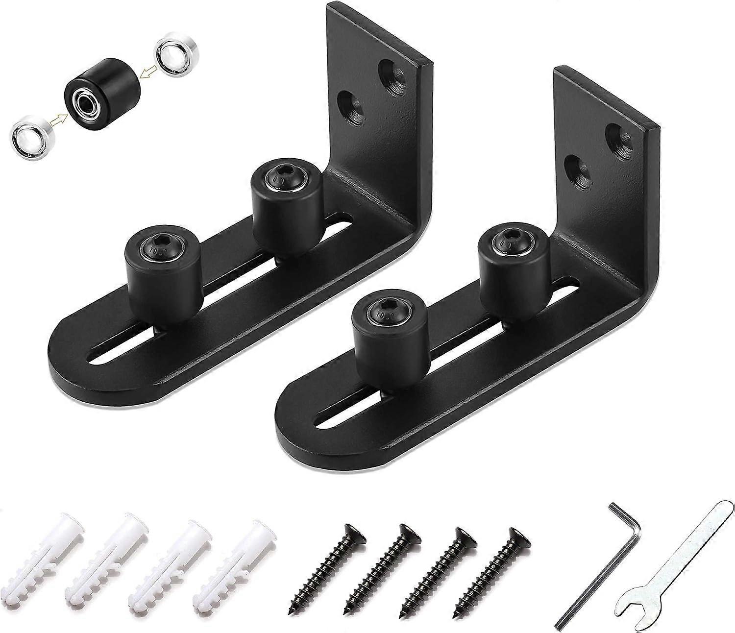 Sliding Barn Door Floor Rails (2-Pack, Complete Set) | Wall-Mount Systems | Adjustable Support Rollers | Flat Bottom Design Hardware (2-Pack)