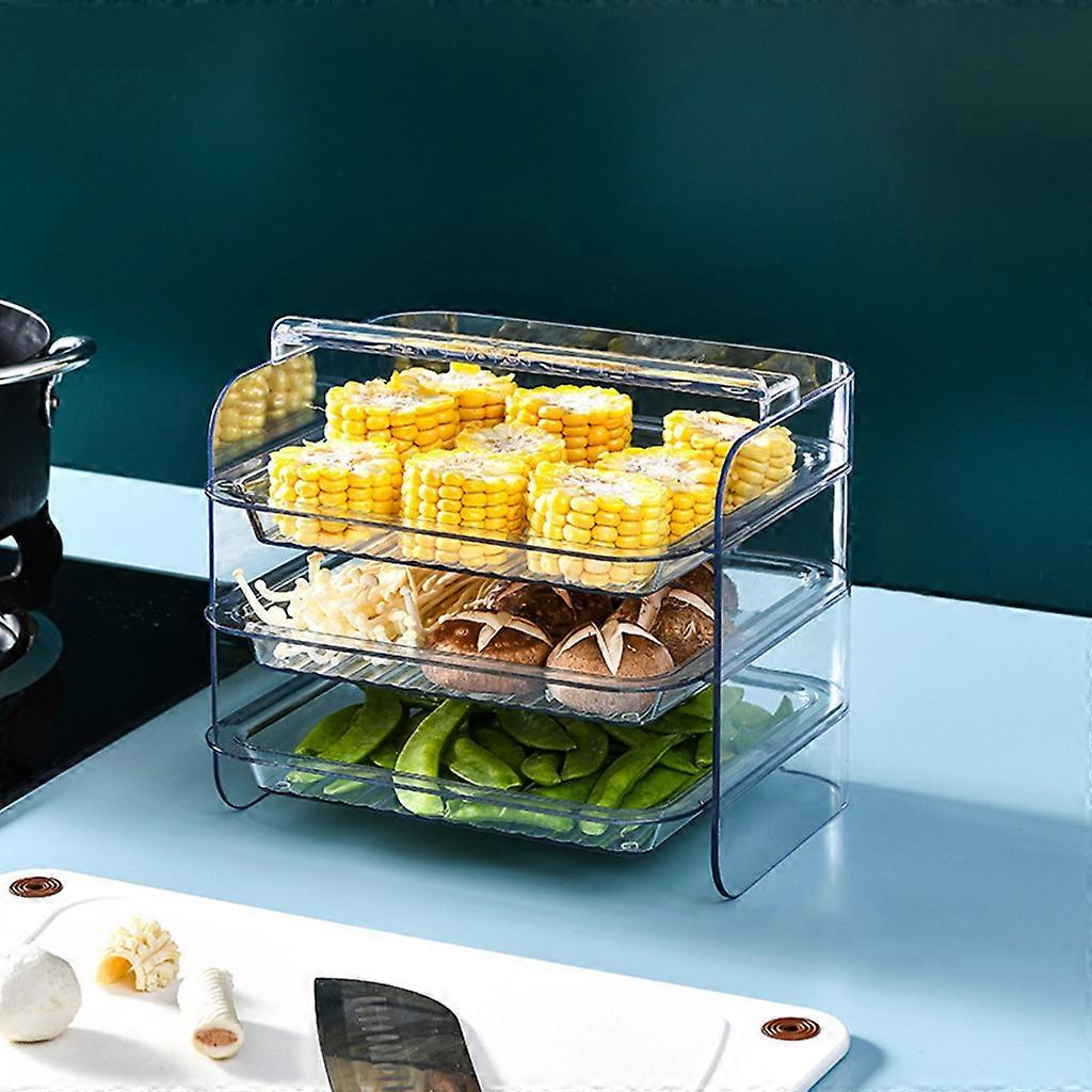 Kitchen Storage Rack 3 Layers Cooking Dishes Stackable Fruit Serving Organizer