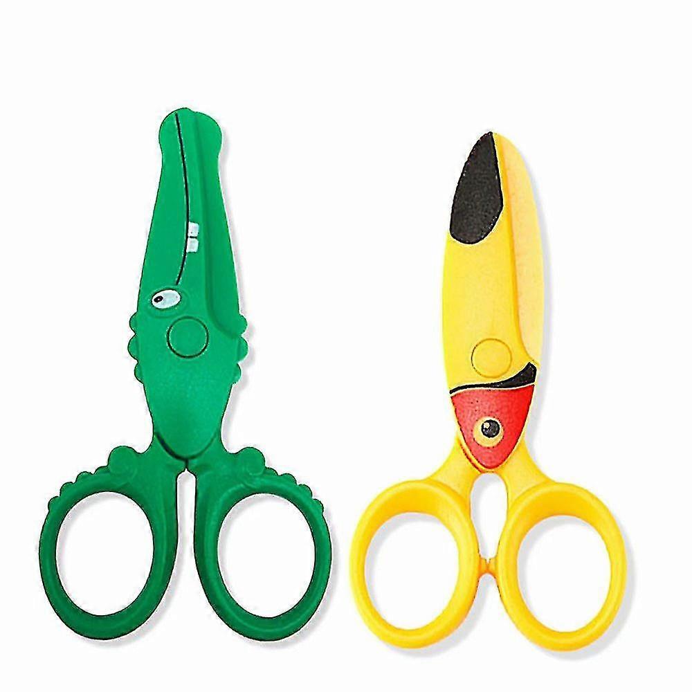 Children's Scissors Round Head Mini Gardening Scissors (2 Pieces, Yellow, Green)