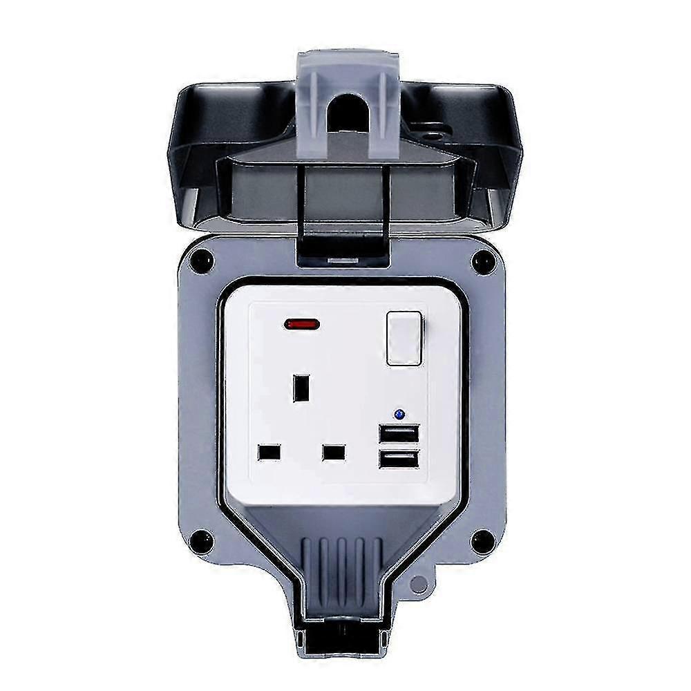 Exquisite Exquisite 13aoutdoor Ip66 Waterproof Socket Box Weatherproof Wall Electrical Outlets Usbwithout Socket Switch(1pcs, Grey)