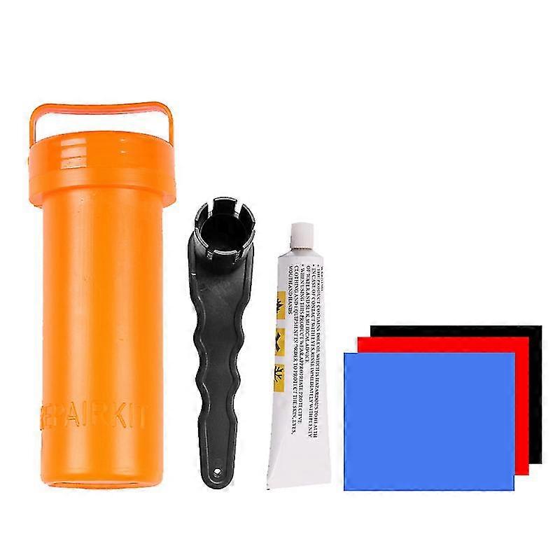 Kit di riparazione con toppe in PVC e colla per gonfiabili Kit di riparazione per paddleboard stand-up portatile con chiave per kayak gonfiabile Bo...