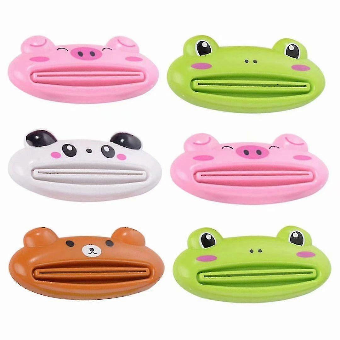 Baderom Hjem Tube Rullende Holder Squeezer Enkel Tegneserie Tannkrem Dispenser Søtt Dyr Baderom 6 stk