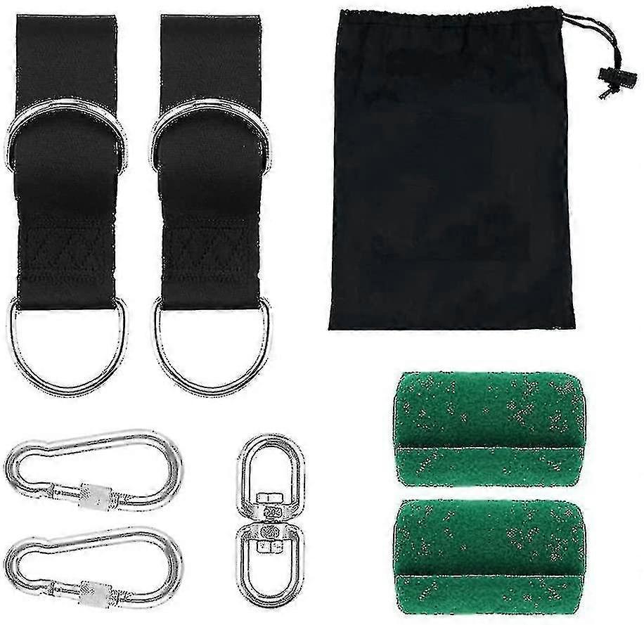 Tree Swing Hanging Straps Kit 2x5ft Heavy Duty Swing Hanger With Carabiners, Tree Protectors And Swivel Hook