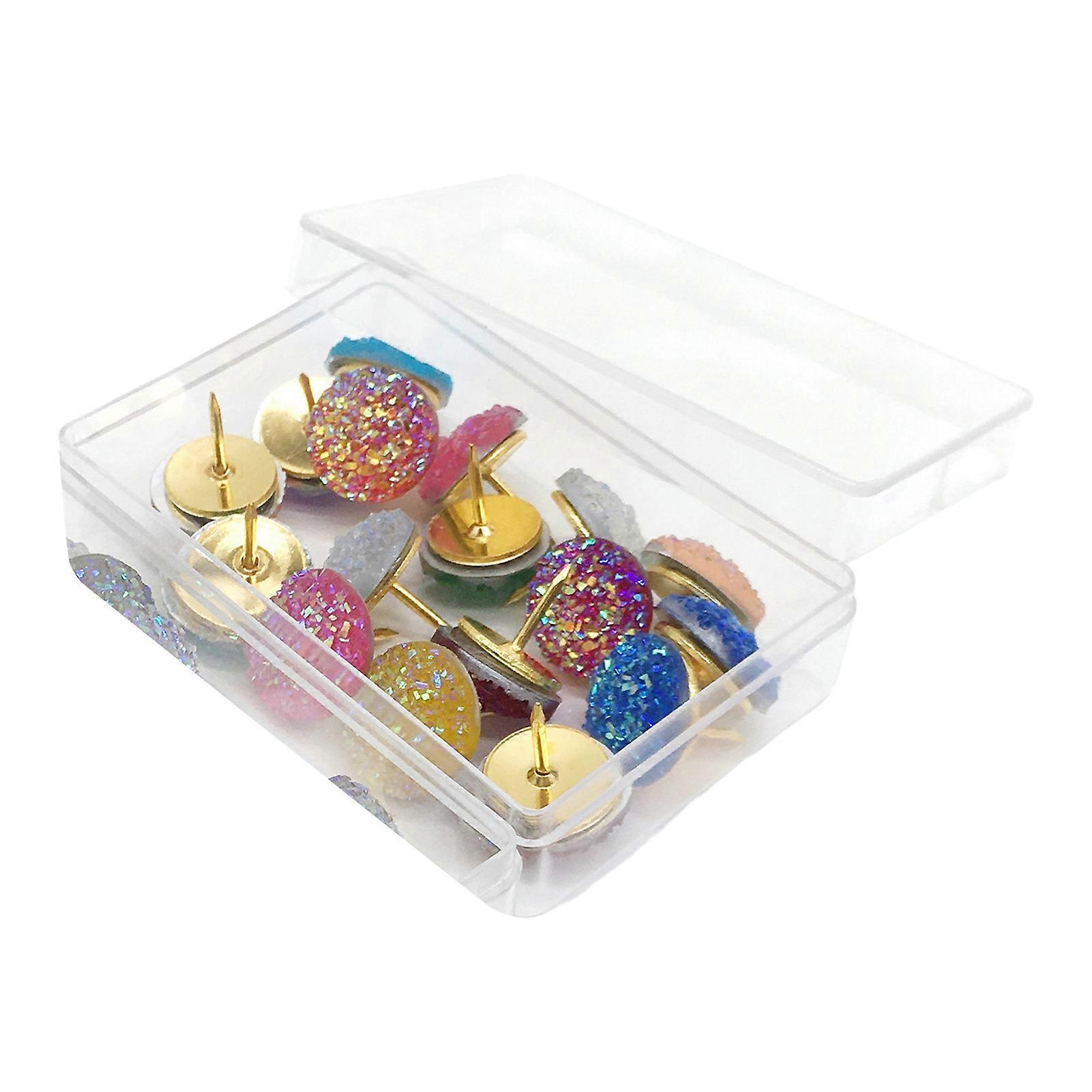 1 Set Push Pin with Storage Box Good Fixity Shiny Surface Message Corkboard Handwork Twinkling Thumbtack Home Supplies mengxi