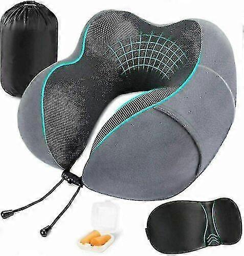 Travel Pillows Set-memory Foam Flight Neck Cushion With Mask&ear Plugs&carry Bag