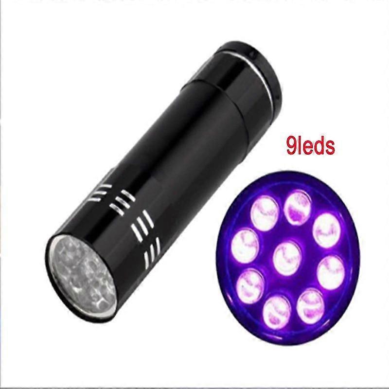 Mini 9 LED UV Flashlight Ultraviolet Torch With Zoom Function UV Black Light Pet Urine Stains Detector Torch Light 3AAA UV lamp