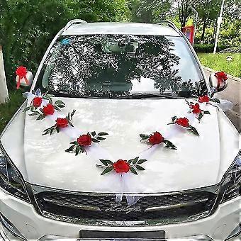 Décoration De Voiture De Mariage - Guirlande De Roses Artificielles Blanches Sur Ruban - 20x160cm (Avec Ventouses)