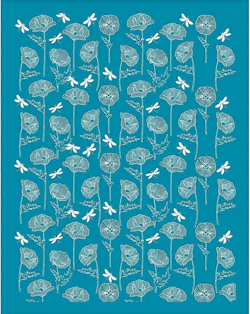 4x5 Inch Flower Clay Stencil Corn Poppy Silk Screen for Polymer Clay Dragonfly Floral Silk Screen Stencils Mesh Transfer Stencils Mesh Stencil for Pol