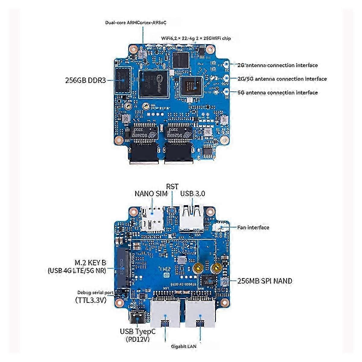 Pre vývojovú dosku mini smerovača Banana Pi Wifi6 Tr6560 + tr5220 Bezdrôtový čip Wifi 3 Gbps Podpora M.