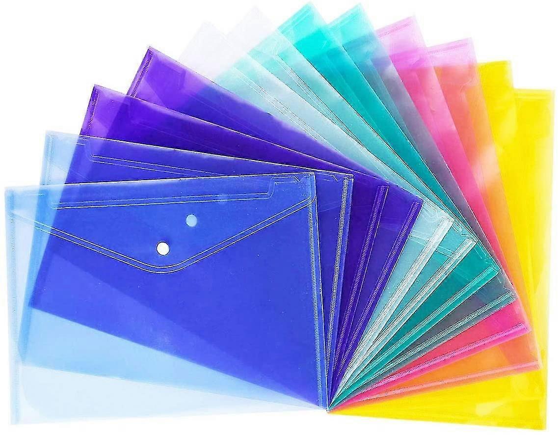Plastic Wallets, 12pcs A4 Folder Document Files Envelope Folders Pockets
