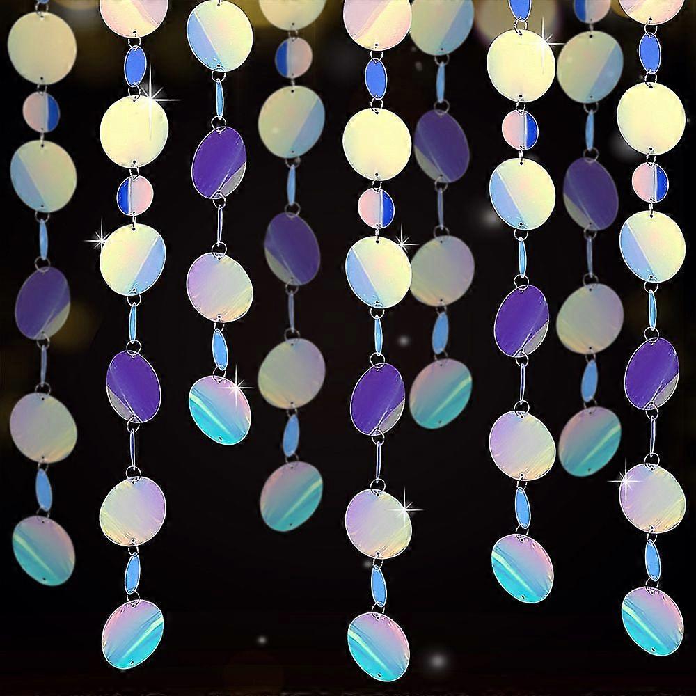 Irridescent PVC Glitter Circle Dots Garland Hanging Polk Dot Streamer for DIY Shimmer Wall Backdrop Festive & Party Decoration Colorful about 1m/pc