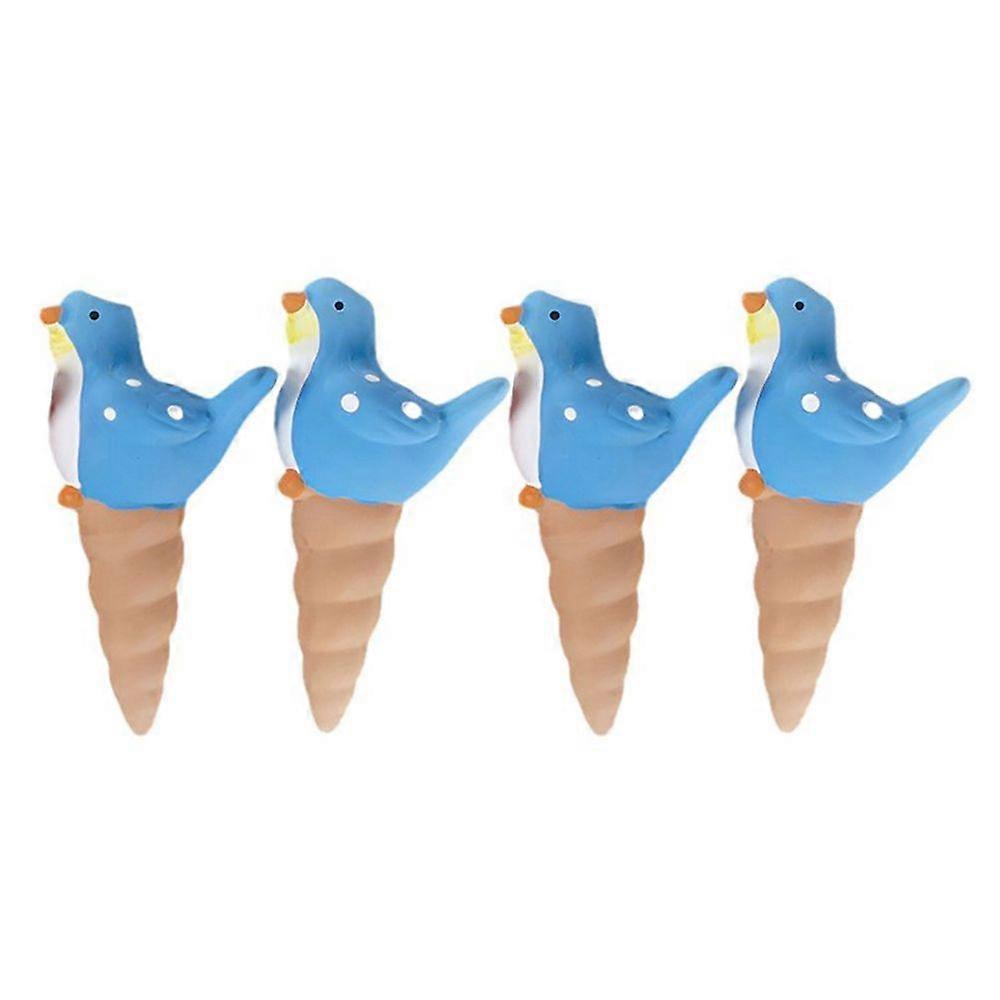 4 Pcs Bird Shaped Self-Watering Spikes Terracotta Clay Plant Watering Globes Planter Pot Insert Automatic Waterer for Garden Balcony