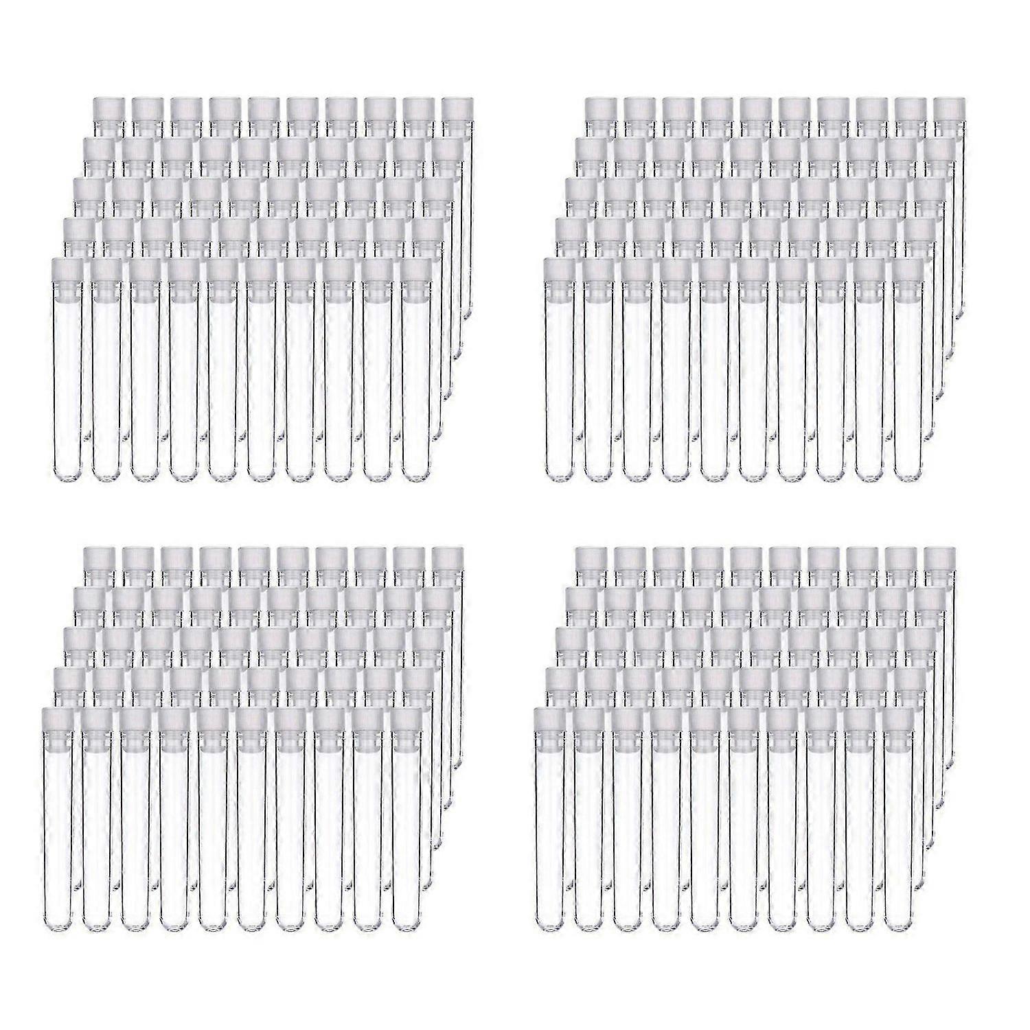 Provette in plastica trasparente da 400 pezzi con tappi a vite bianchi Contenitori per campioni Bottiglie Tappi a pressione 12X75mm
