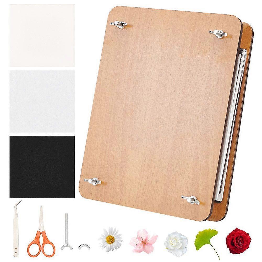 Rectangle Flower Press Kits including Wood Sheet Paper Sponge Screw for Dried Flower Making Mixed Color 240x180x72mm