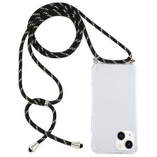 For iPhone 15 Four-Corner Shockproof Transparent TPU Case with Lanyard