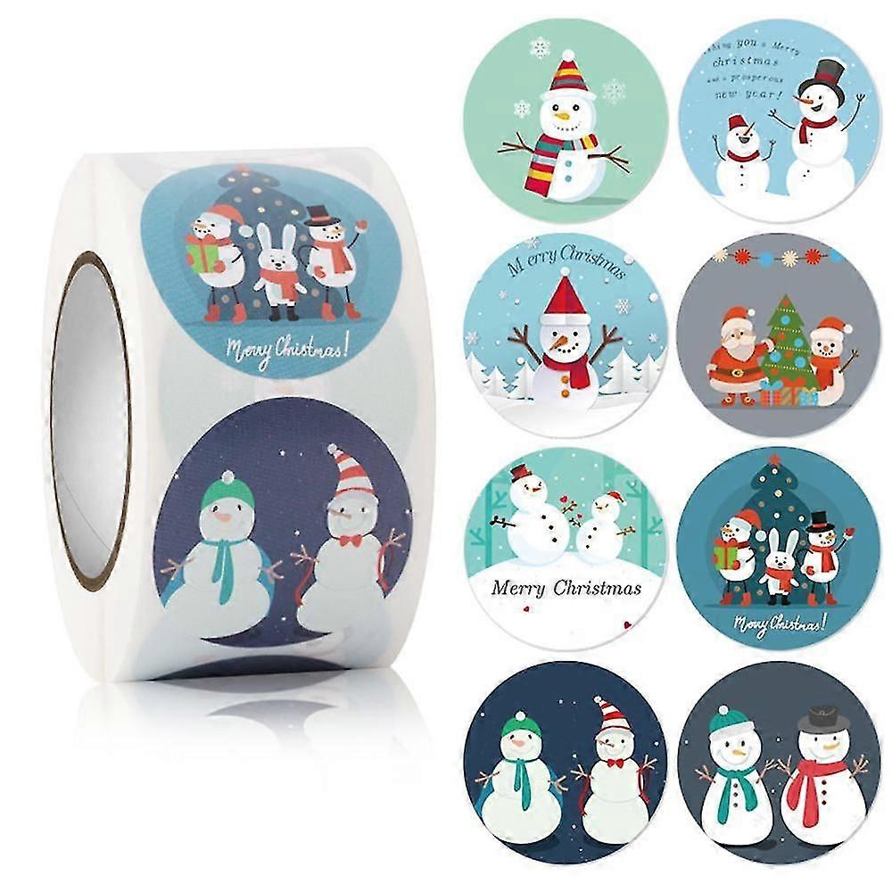 Merry Christmas Background Stickers In Roll , Round Size Perfect For Decoration Stickers , Gifting And Envelopes Sealing