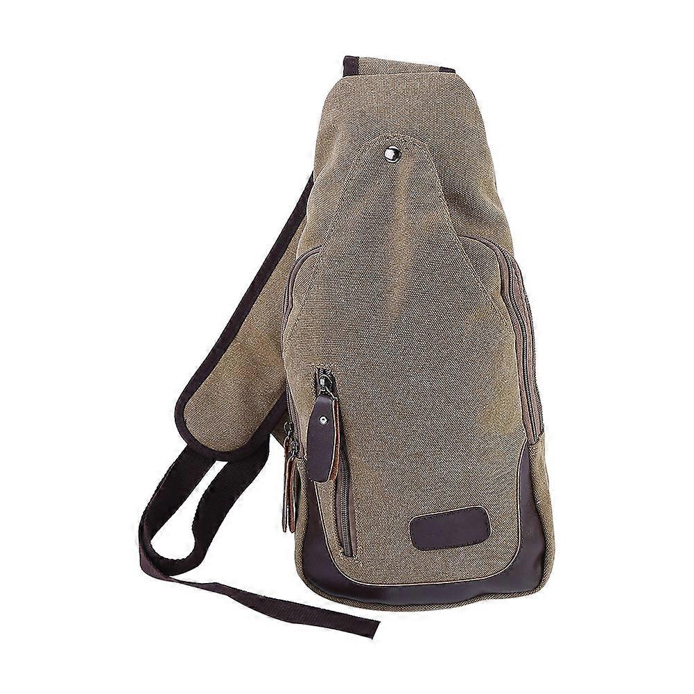 Canvas Multi-function Chest Bag Camping Hiking Cross Body Messenger Shoulder Pack (Khaki)