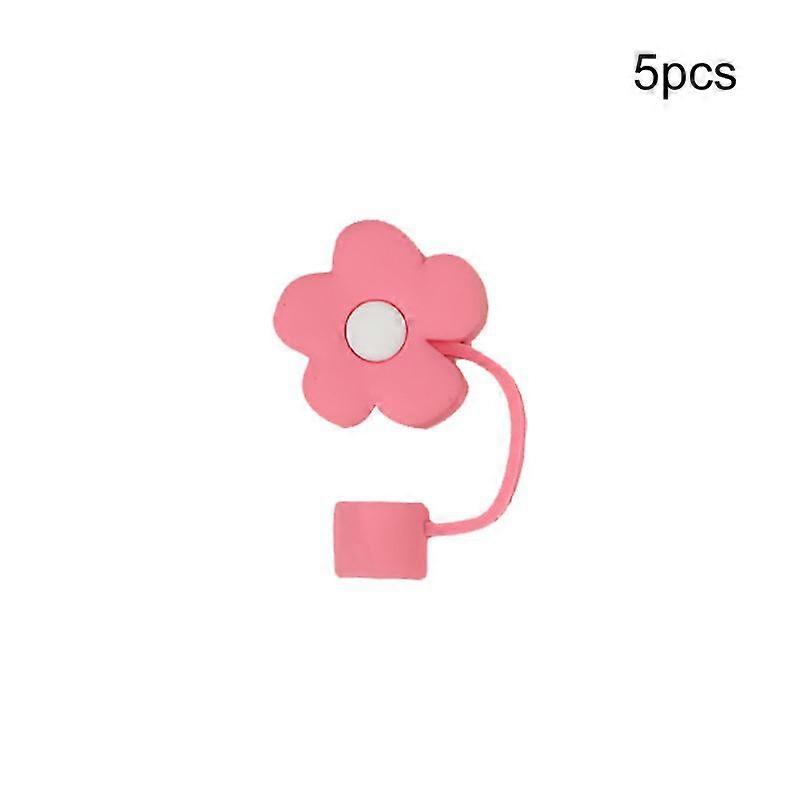 5pcs Creative Straw Covers Cap Dust-Proof Flower Shaped Accessories