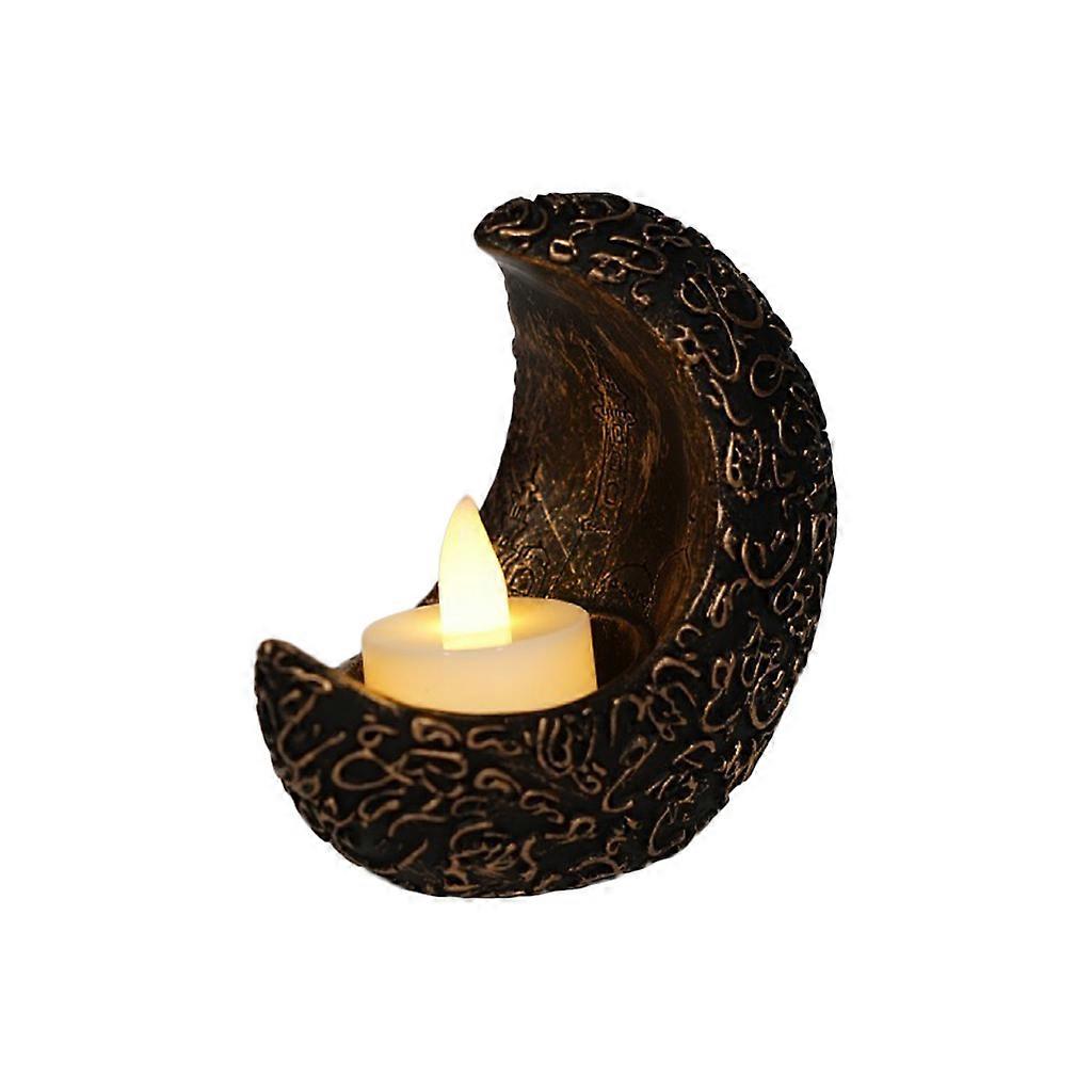 Ay Şeklinde LED Mumluk Mumluk Mumluk Mumluk Mumluk Mumluk Eid Mubarak Ramazan Dekorasyonu Vintage altın