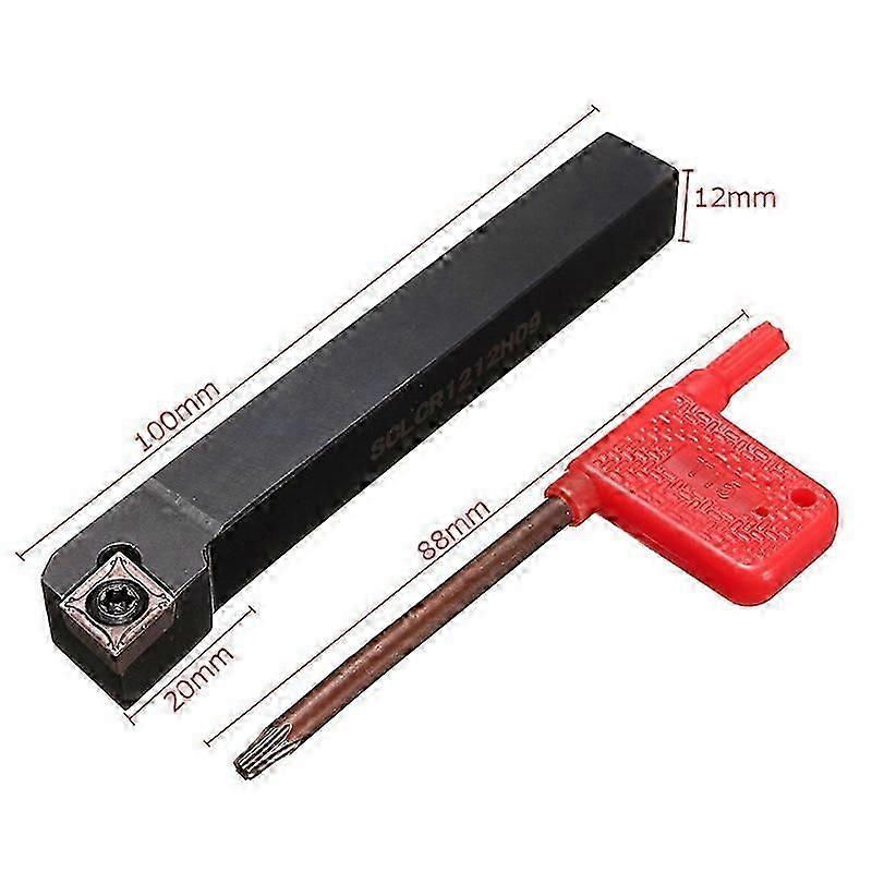 Metal Lathe Accessory, 12x100mm Turning Tool Holder with 10pcs CCMT09T304-PM Carbide Inserts and a Bar