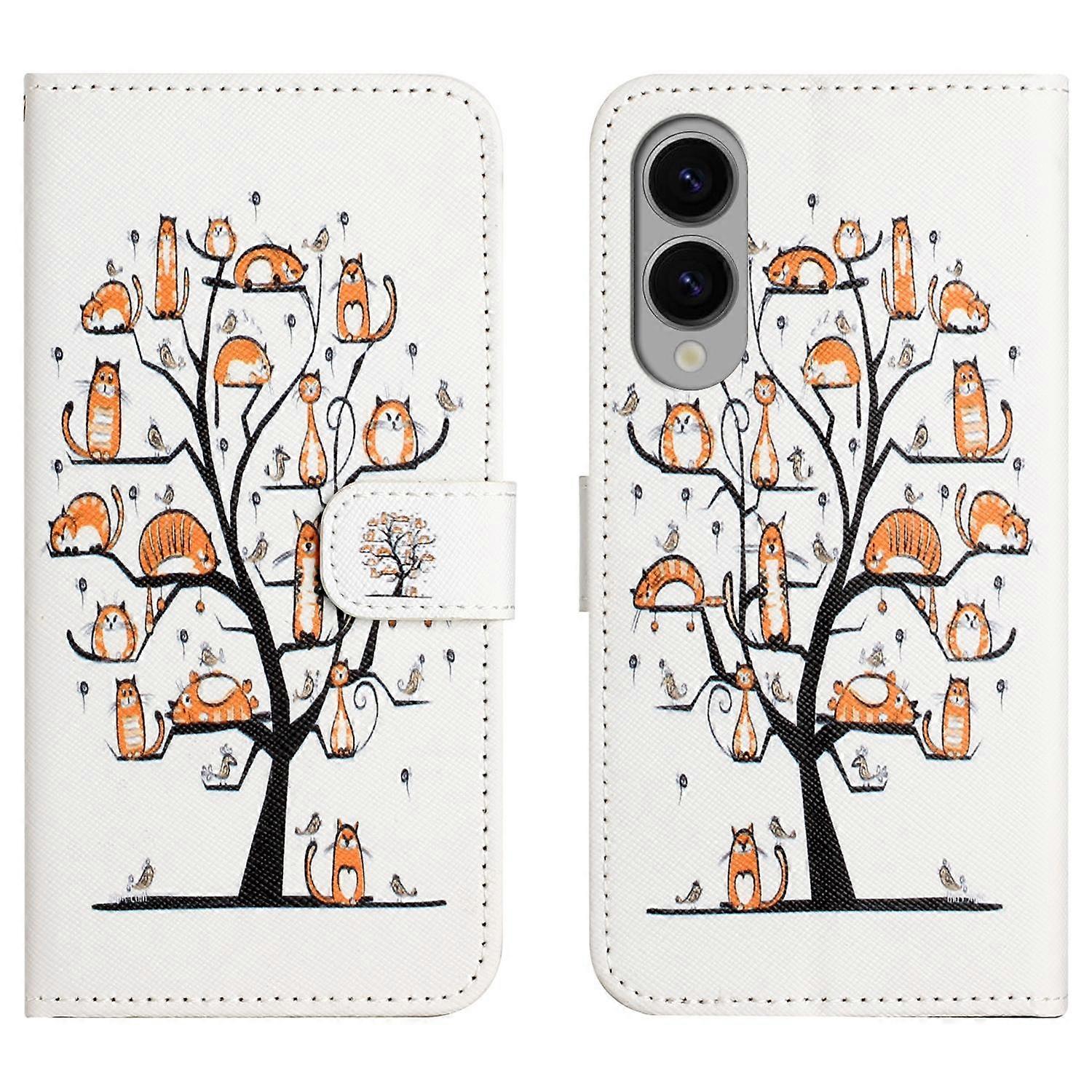 For Samsung Galaxy S25 Edge Case Pattern Print PU Leather Wallet Phone Cover Cross Texture