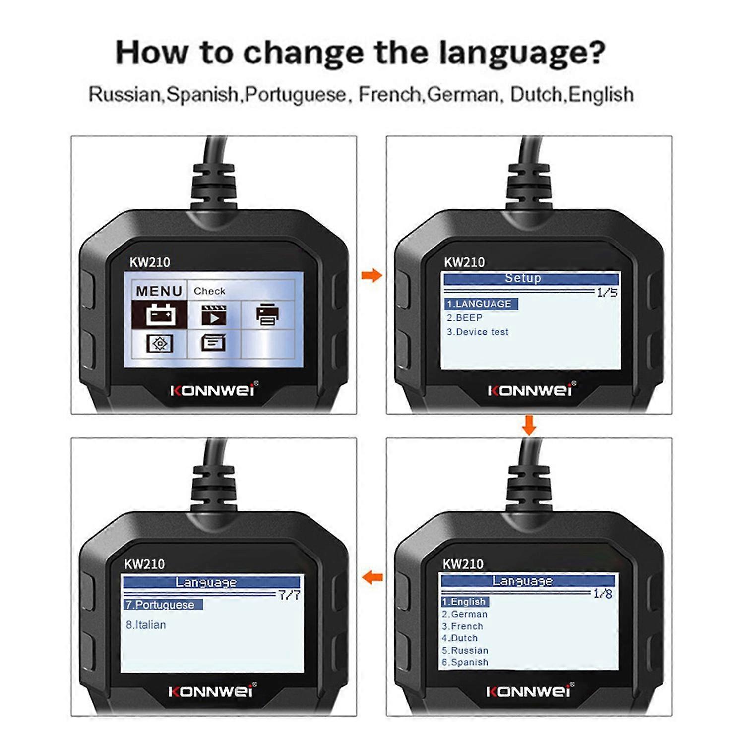 KONNWEI KW210 12V Automotive Car Battery Tester Digital Multi Language Analyzer Tester Tool