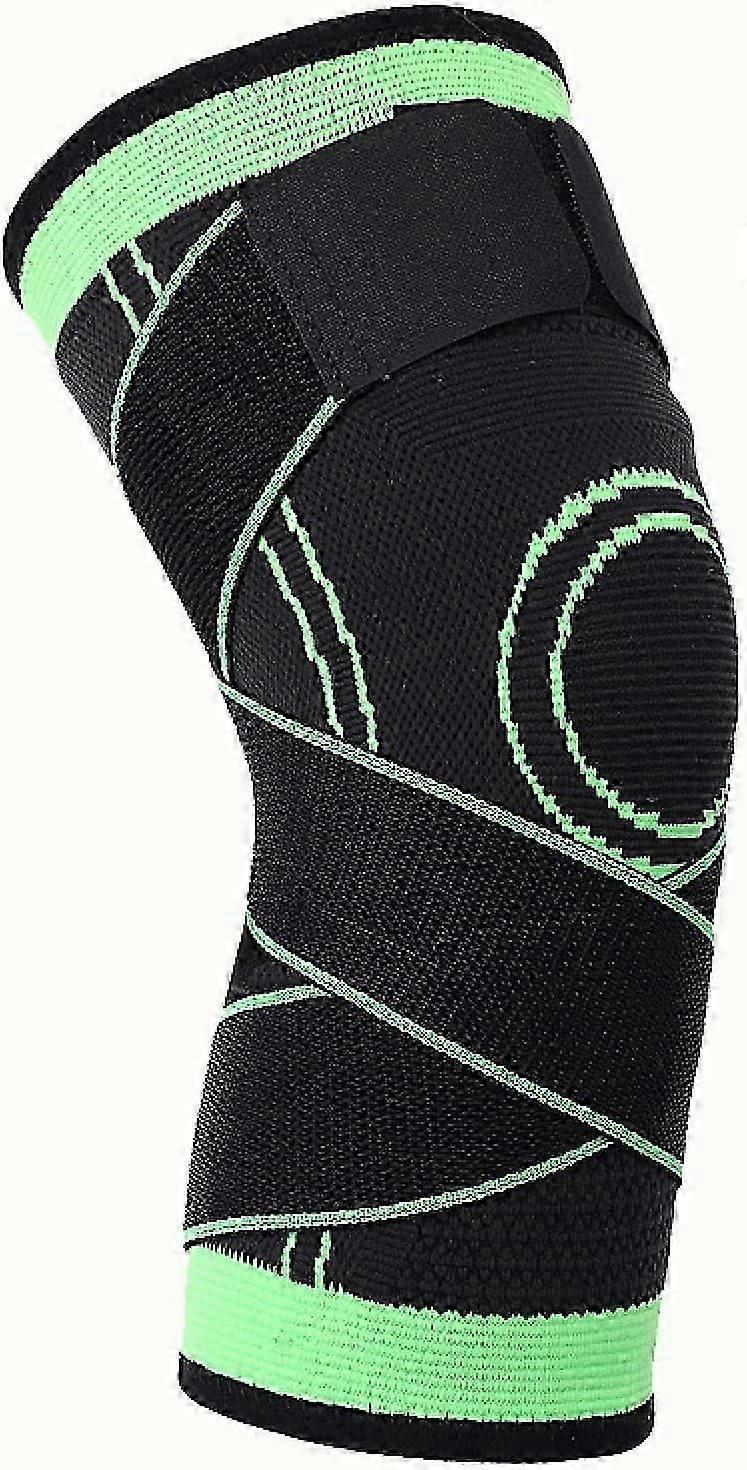 دعامة الركبة XHX ، 1 قطعة دعامة ركبة مرنة قابلة للتعديل ، دعامة الركبة الرياضية المضغوطة ، L ، أخضر