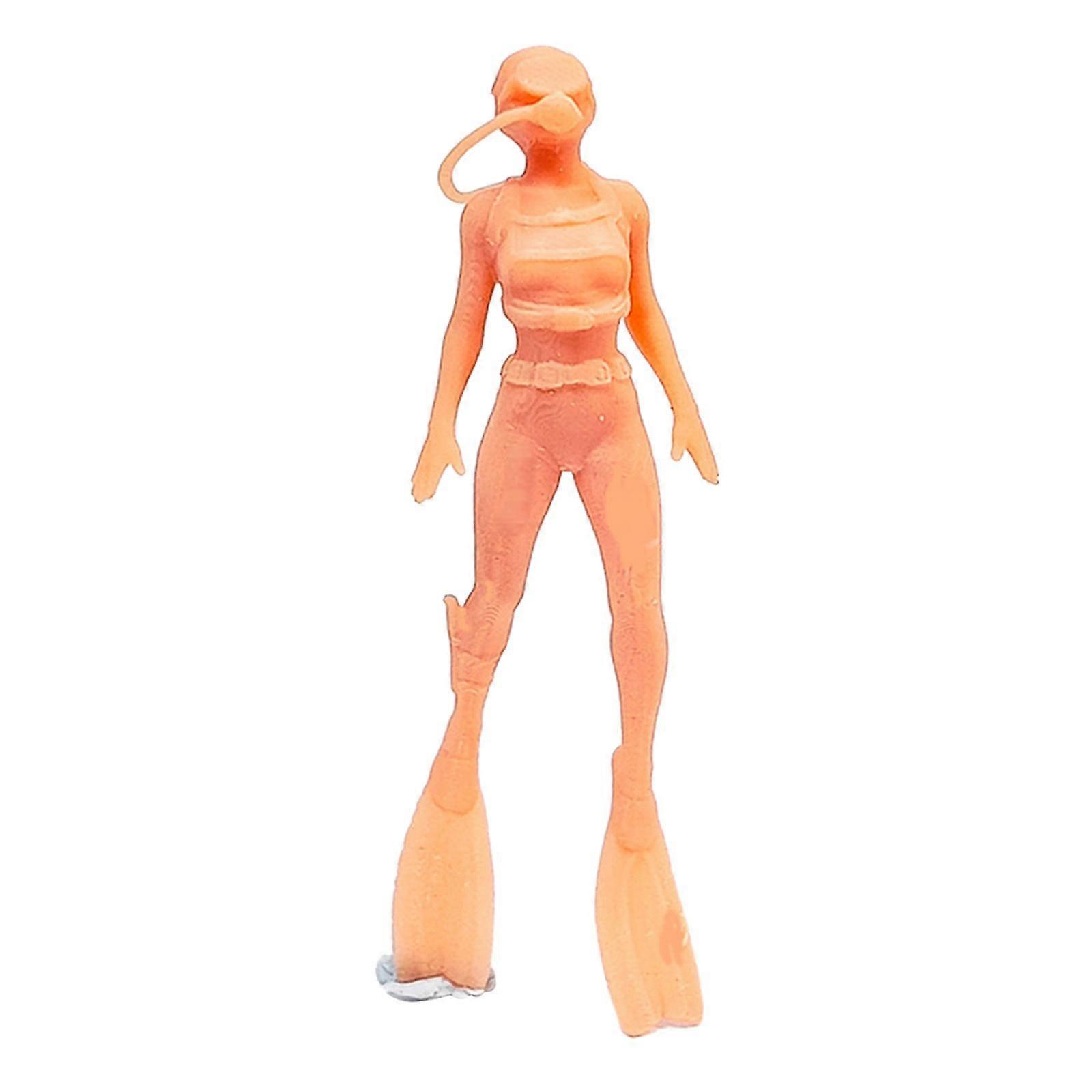 1/64 Diver Figurines Unpainted Model Miniatures Train Railway Movie Props Fairy