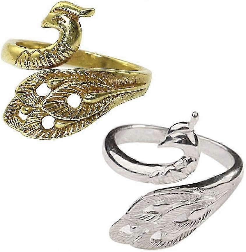 2pcs Knitting Loop Crochet Loop Ring Finger Wear Thimble Needle (1 x Silver + 1 x Copper)