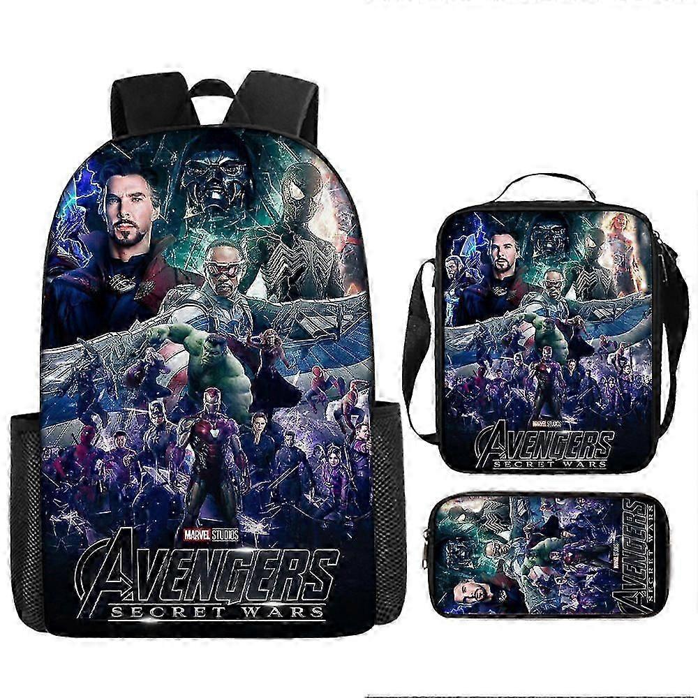 3pcs Boys Schoolbag The Avengers Iron Man Captain America Large Capacity Backpack