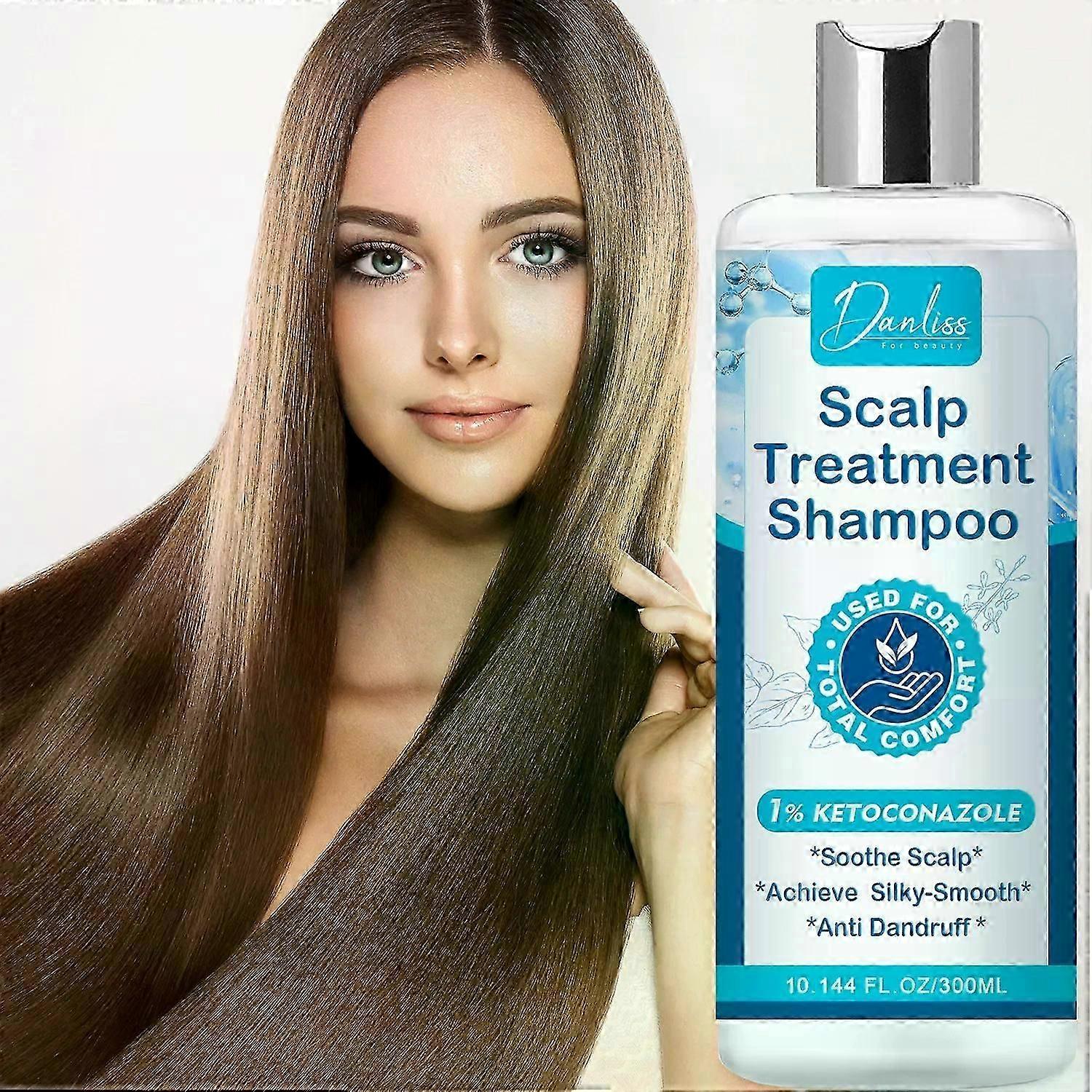 Scalp TreatmentShampoo With 1% Ketoconazole, Shampooing for Dry Scalp and Folliculitis Shampoo to Relieve Dry Scalp Moisturise Anti-Dandruff Shampoo C