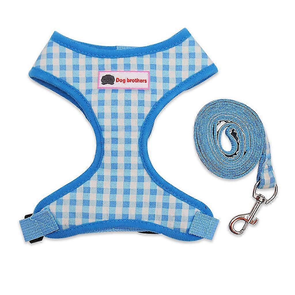 Dog Apparel Large And Small Pet Vest-style Classic Check Pattern Dog Chest Back And Leash F