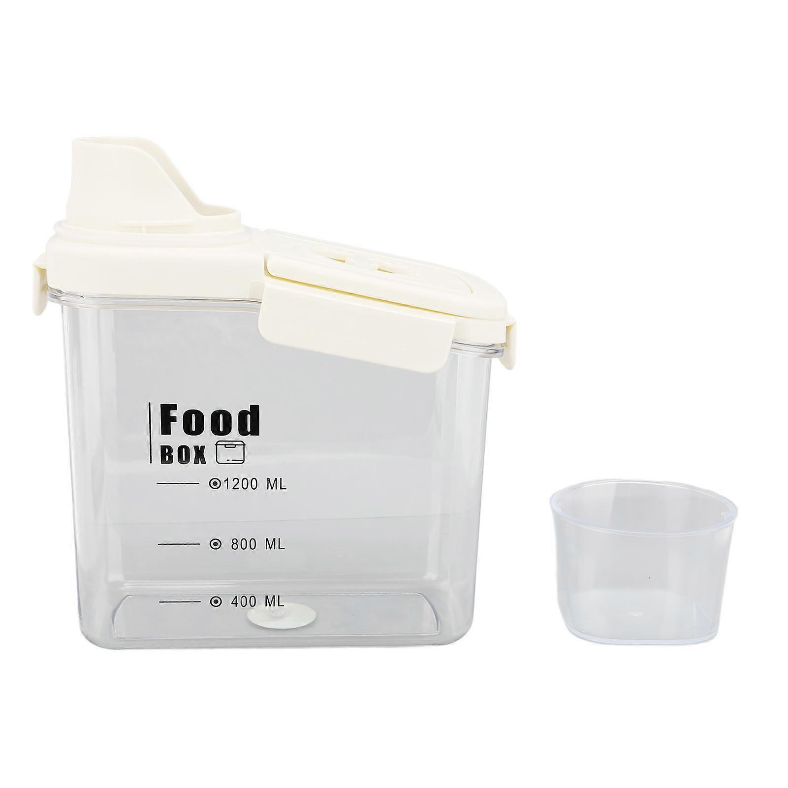 Cereal Storage Container with Spout, Ergonomic Handle, Lid, Time Scale, Airtight, Moisture-Proof, Plastic, for Rice, Flour, Beans, Pet Food, S 1600ml