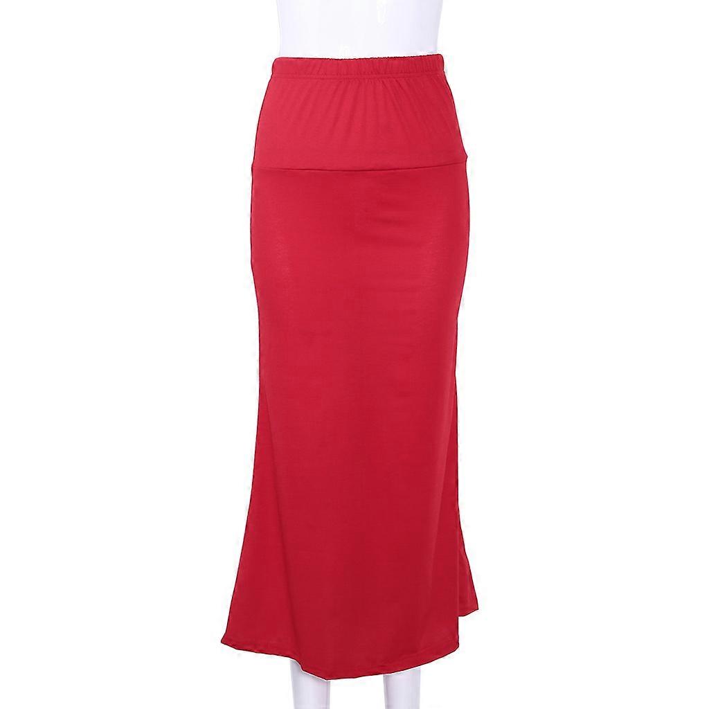 Bayanlar Kadın Yüksek Bel Flare Balık Kuyruğu Maxi Uzun Etek Düz Renk Pileli Packa Bej XL