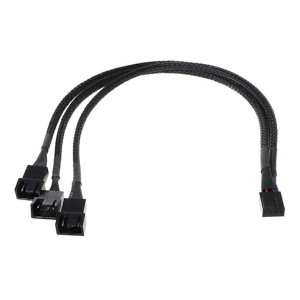 30CM 4pin to 3 Ways Y Splitter Fan Cable for Computer Cooling Fan Adapter Cord 1 to 3 Extension Cord Black