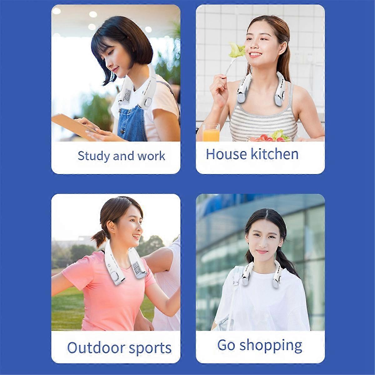 2400MAh Hanging Neck Fan Folding Lazy Bladeless Hanging Neck Fan,B