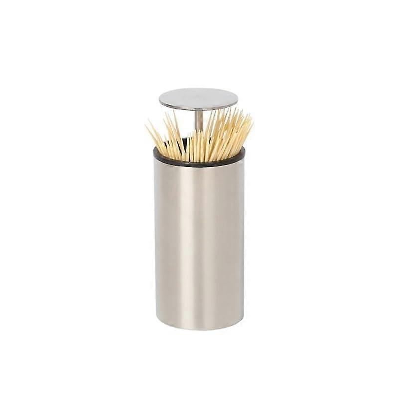 Toothpick Dispenser Stainless Steel Round Push-Type Holder for Appetizers and Party Use, Durable and Stylish Design