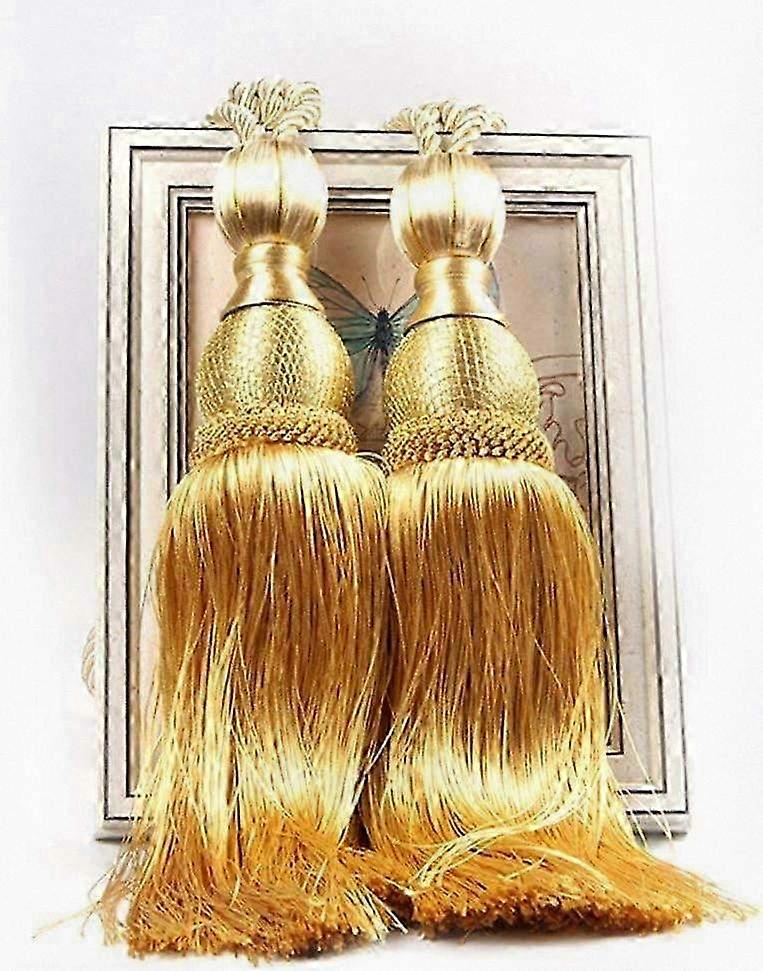Elegant Single Pair Tassel Curtain Holdbacks for Window Drapes - Decorative Rope Tiebacks in Gold